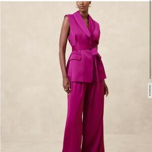 Banana Republic Fuchsia Wide Leg Pants And Long Vest